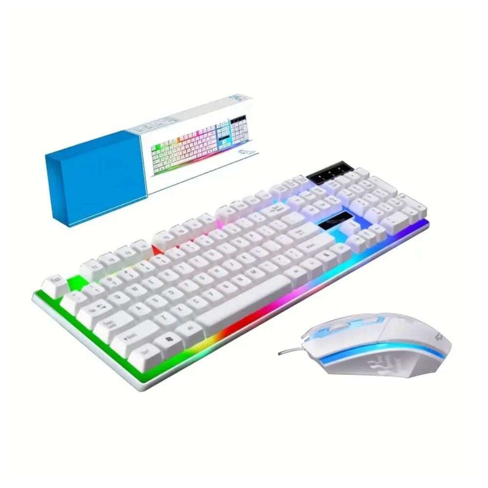 Gaming Keyboard Mouse Set Rainbow LED Wired USB For PC Laptop PS4 One 360UK