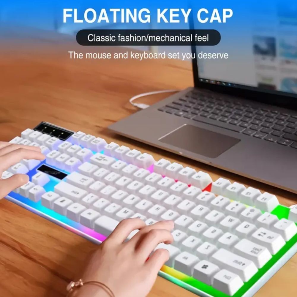 Gaming Keyboard Mouse Set Rainbow LED Wired USB For PC Laptop PS4  One 360UK