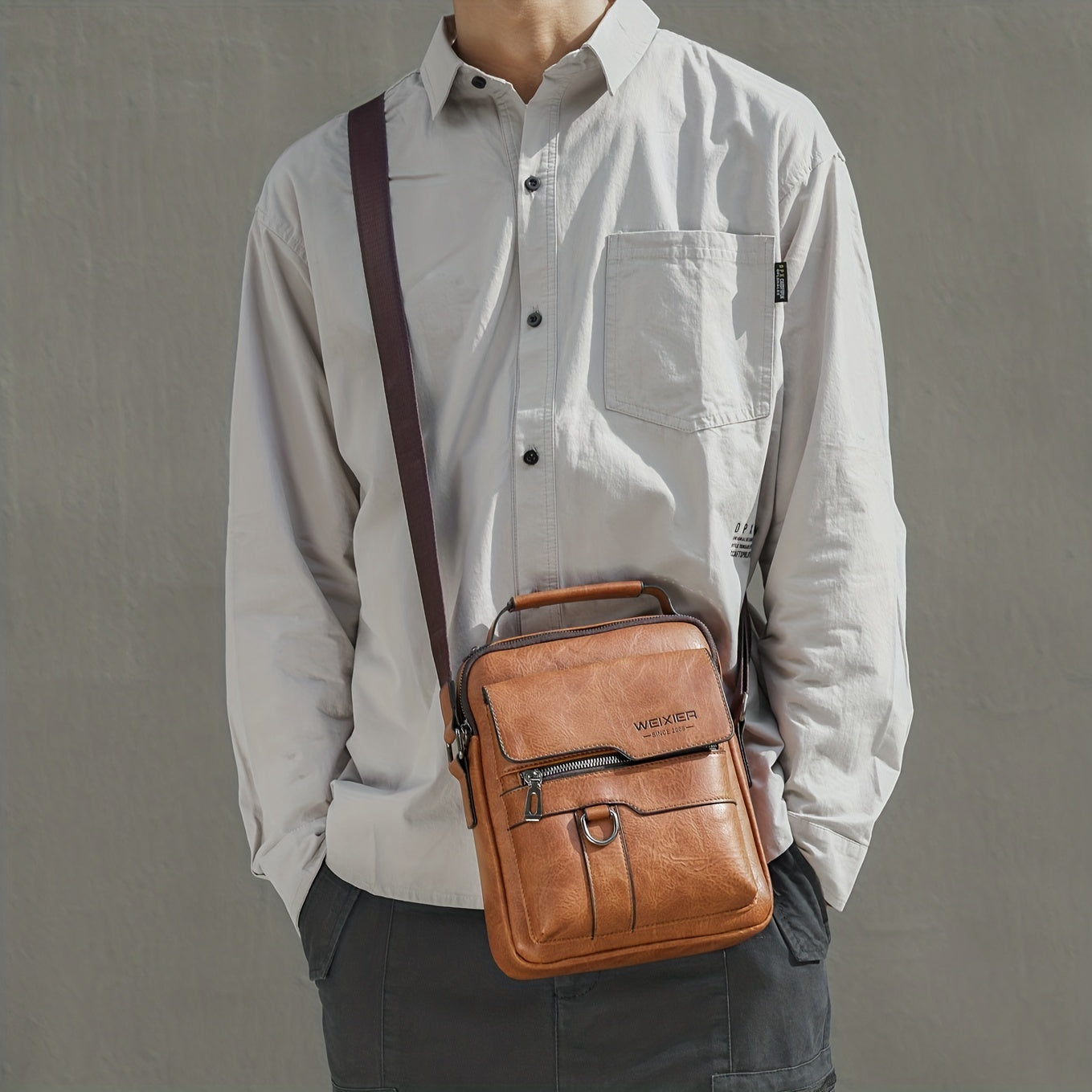 Men's New Crossbody Bag, PU Leather Purse With Card Holder Wallet For Men