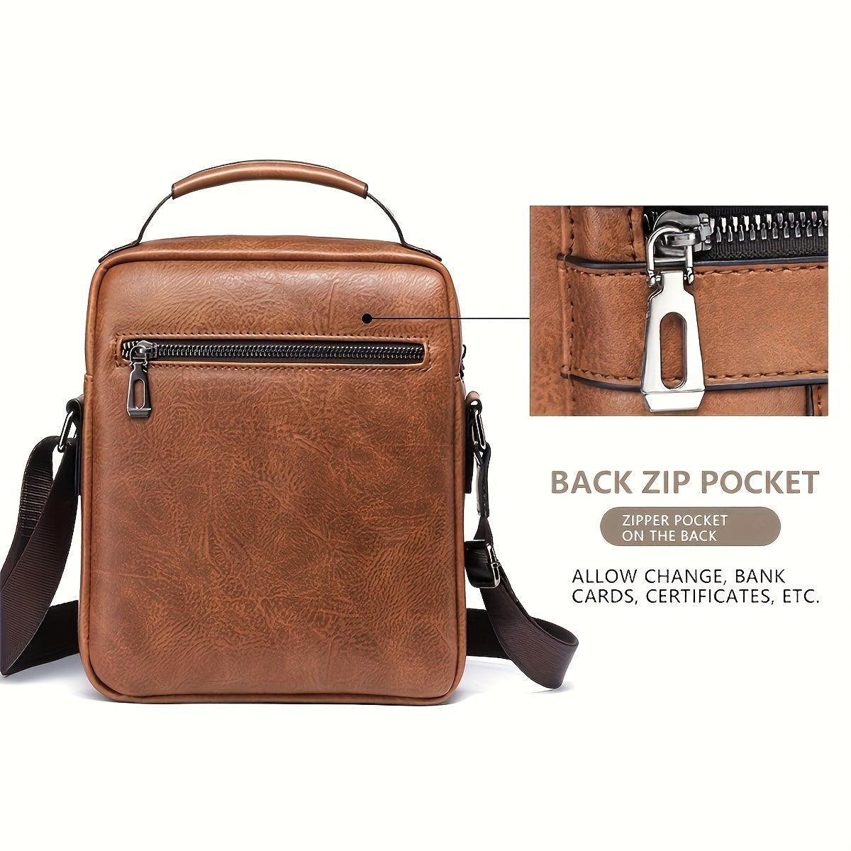 Men's New Crossbody Bag, PU Leather Purse With Card Holder Wallet For Men