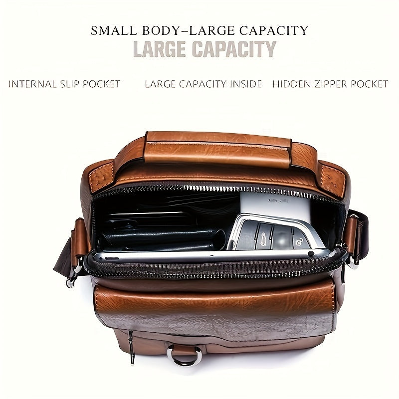 Men's New Crossbody Bag, PU Leather Purse With Card Holder Wallet For Men